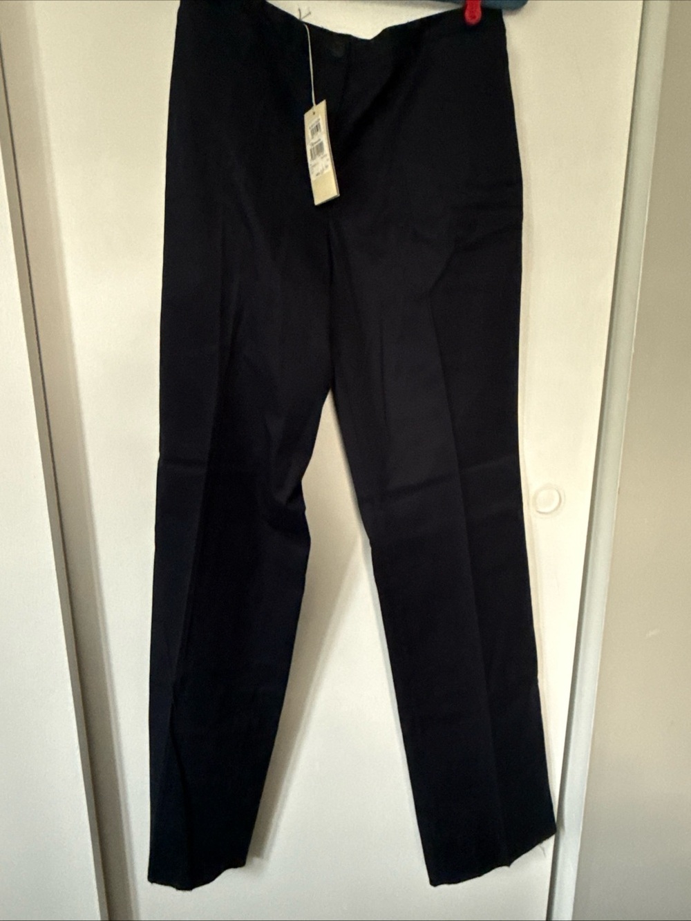 Faconnable Pantalon  Women Blood Navy Dress Trousers Raw Hem Straight Leg